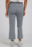 Zest pant - navy checkerboard-elm-Add Some Retro Cool To Your Wardrobe This Season With The Elm Zest Pant. Made From Stretch Woven Cotton These Comfort Plus Pants Feature A Classic Checkerboard Print And A Slight Kick Flared Leg For The Ultimate Outfit Chic! Elm Exclusive Design Kick Flare Leg Retro Cool Stretch Woven Cotton Elastane-Pash + Evolve