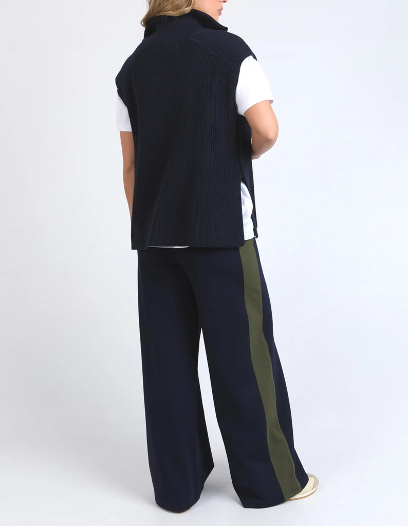 Zip knit vest - navy-Foxwood-*Front double zip end opening *Relaxed fit *Knit collar *100% Cotton-Pash + Evolve