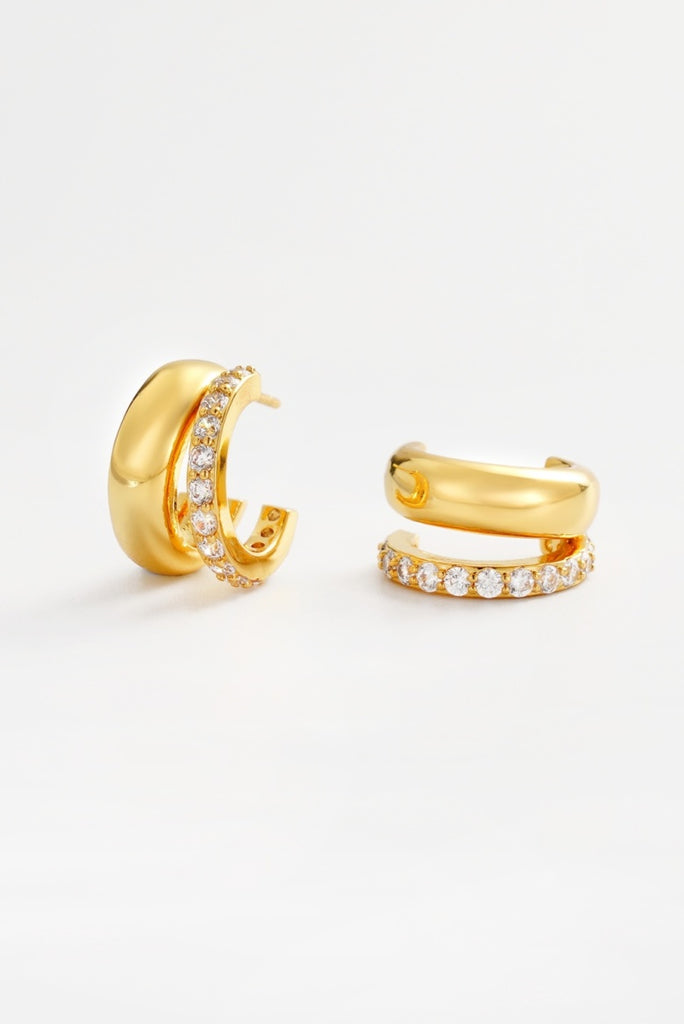Zoe hoop - gold-Zafino-18K Gold Plated Solid Brass Base Water proof: Can be worn in the ocean or pool-Pash + Evolve