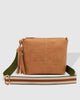 Kasey Stripe Strap Bag - Camel-Louenhide-Bags-The Louenhide Kasey Tan Crossbody Bag with Stripe Strap is a classic women's everyday bag with elevated style. Designed in a soft and slouchy design, this casual crossbody bag is a smaller take on our best-selling Daisy Crossbody Bag. Secure your favourite products in either the zip pocket, the two slip pockets or in the interior compartment for your bigger items such as sunglasses, purse and phone with ease. Complete your relaxed luxe look with the matching str