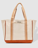 Leroy canvas tote bag - tan-Pash + Evolve-The Louenhide Leroy Tote Bag is perfect for grabbing a good book, hat, water bottle and sunscreen and head to the beach or fill it with your fresh market weekly shop. The Leroy Canvas with Vegan Leather Trim can put some fun and function into your day. Inside, the tote bag offers two slip pockets , one hanging zip pocket for the more valuable items and a water bottle pocket that sits upright! Externally, an easy access slip pocket and light gold feet on the base to 