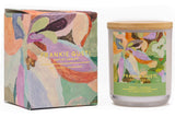 Peony & Pomelo - candle-FRANKIE GUSTI-Velvety peony in a field of violet, freesia and orange blossom with uplifting grapefruit, lemon zest and red currants mellowed out with tonka bean and vanilla. Based on the south coast of NSW artist Jade draws inspiration from her years of travel and her love of natural botanicals. Jade combines simplistic florals with playful patterns and abstract forms and her pieces are layers of soft pastel hues with cheerful pops of colour. 50hrs100% pure soy waxLead free cotton wi