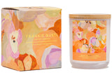 Sweet peach + Lychee - candle-FRANKIE GUSTI-Tropical lychees and juicy white peaches, blended with raspberry, sweet guava, lime zest and vanilla bean. Based on the south coast of NSW artist Jade draws inspiration from her years of travel and her love of natural botanicals. Jade combines simplistic florals with playful patterns and abstract forms and her pieces are layers of soft pastel hues with cheerful pops of colour. 50hrs100% pure soy waxLead free cotton wickCruelty free + veganHigh quality fragrance oi