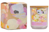 Violet + cedar - candle-FRANKIE GUSTI-An exotic floral dream of musk mallow wrapped in delicate violet and sweet magnolia warmed with sandalwood, amber and resinous cedar. Based on the south coast of NSW artist Jade draws inspiration from her years of travel and her love of natural botanicals. Jade combines simplistic florals with playful patterns and abstract forms and her pieces are layers of soft pastel hues with cheerful pops of colour. 50hrs100% pure soy waxLead free cotton wickCruelty free + veganHigh